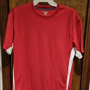 Emerge Rapidry Mens Short Sleeve Shirt Red With White Size Large